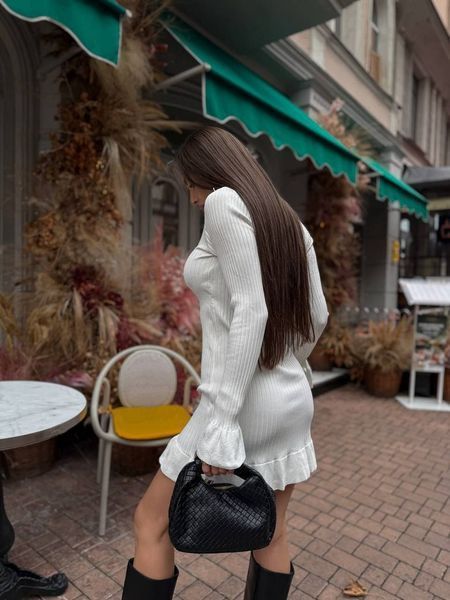 Жіноча трикотажна сукня міні з розкльошеною спідницею 8026qss-ONE SIZE (42-46) фото